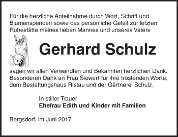 Traueranzeige von Gerhard Schulz von Märkische Oderzeitung