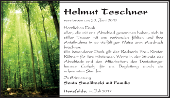 Traueranzeige von Helmut Teschner von Märkische Oderzeitung