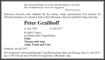 Traueranzeige von Peter Graßhoff von Märkische Oderzeitung