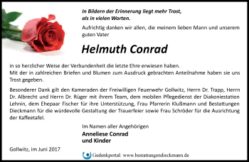 Traueranzeige von Helmut Conrad von Märkische Oderzeitung