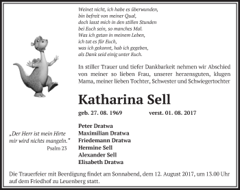 Traueranzeige von Katharina Sell von Märkische Oderzeitung