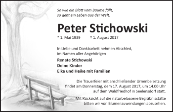 Traueranzeige von Peter Stichowski von Märkische Oderzeitung