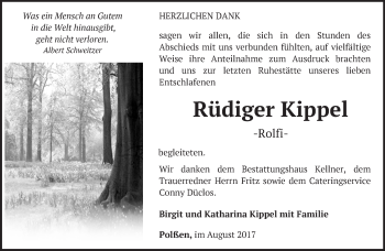 Traueranzeige von Rüdiger Kippel von Märkische Oderzeitung