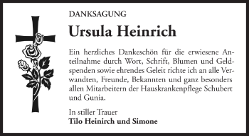 Traueranzeige von Ursula Heinrich von Märkische Oderzeitung