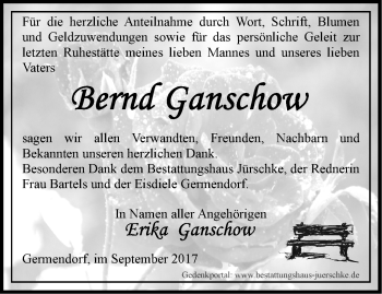 Traueranzeige von Bernd Ganschow von Märkische Oderzeitung