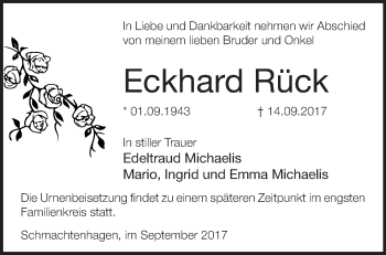 Traueranzeige von Eckhard Rück von Märkische Oderzeitung