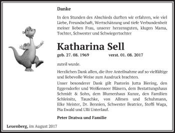 Traueranzeige von Katharina Sell von Märkische Oderzeitung