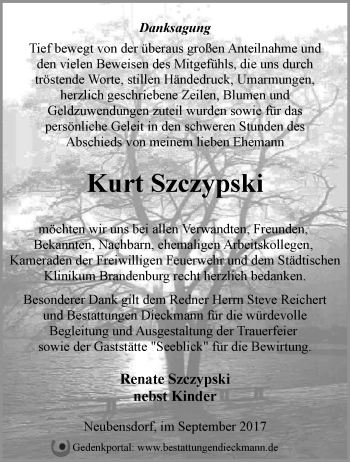 Traueranzeige von Kurt Szczypski von Märkische Oderzeitung