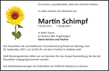 Traueranzeige von Martin Schimpf von Märkische Oderzeitung