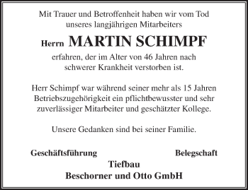 Traueranzeige von Martin Schimpf von Märkische Oderzeitung