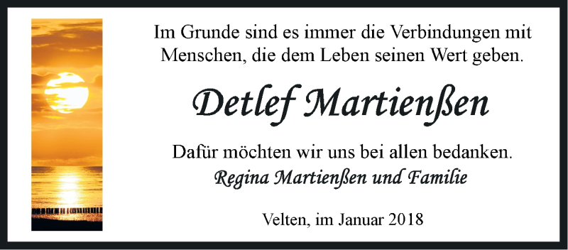  Traueranzeige für Detlef Martienßen vom 20.01.2018 aus Märkische Oderzeitung