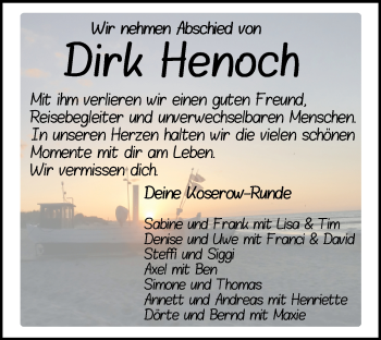 Traueranzeige von Dirk Henoch von Märkische Oderzeitung