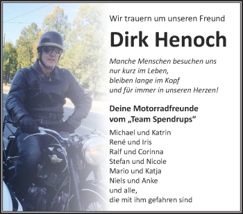 Traueranzeige von Dirk Henoch von Märkische Oderzeitung