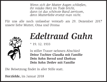 Traueranzeige von Edeltraud Guhn von Märkische Oderzeitung