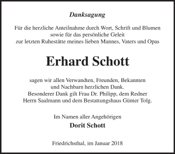 Traueranzeige von Erhard Schott von Märkische Oderzeitung