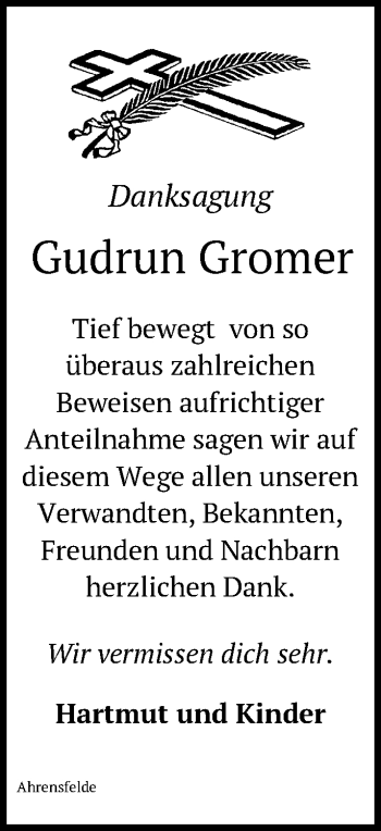 Traueranzeige von Gudrun Gromer von Märkische Oderzeitung