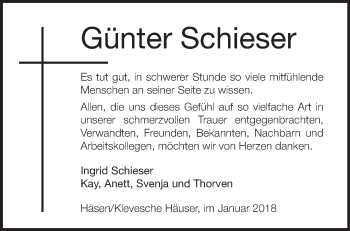 Traueranzeige von Günter Schieser von Märkische Oderzeitung