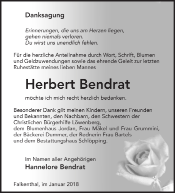 Traueranzeige von Herbert Bendrat von Märkische Oderzeitung