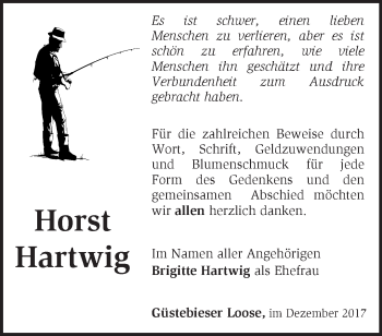 Traueranzeige von Horst Hartwig von Märkische Oderzeitung