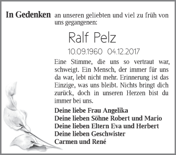 Traueranzeige von Ralf Pelz von Märkische Oderzeitung