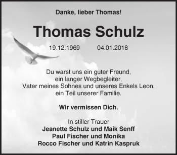 Traueranzeige von Thomas Schulz von Märkische Oderzeitung