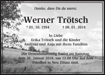 Traueranzeige von Werner Trötsch von Märkische Oderzeitung