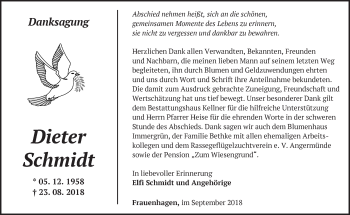 Traueranzeige von Dieter Schmidt von Märkische Oderzeitung