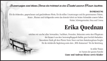 Traueranzeige von Erika Quednau von Märkische Oderzeitung