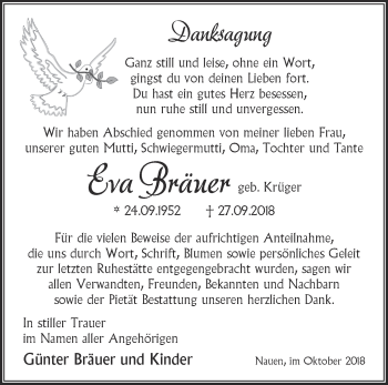 Traueranzeige von Eva Bräuer von Märkische Oderzeitung