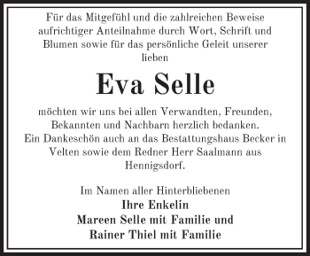 Traueranzeige von Eva Selle von Märkische Oderzeitung