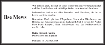 Traueranzeige von Ilse Mews von Märkische Oderzeitung