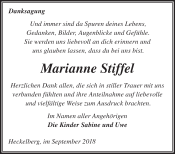 Traueranzeige von Marianne Stiffel von Märkische Oderzeitung