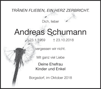 Traueranzeige von Andreas Schumann von Märkische Oderzeitung