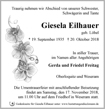 Traueranzeige von Giesela Eilhauer von Märkische Oderzeitung