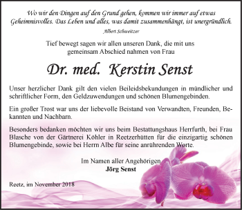 Traueranzeige von Kerstin Senst von Märkische Oderzeitung