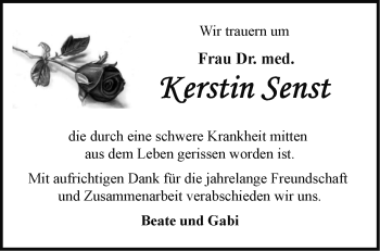 Traueranzeige von Kerstin Senst von Märkische Oderzeitung