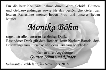 Traueranzeige von Monika Böhm von Märkische Oderzeitung