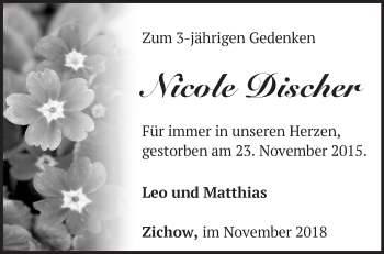 Traueranzeige von Nicole Discher von Märkische Oderzeitung