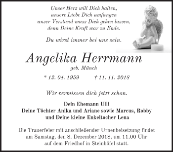 Traueranzeige von Angelika Herrmann von Märkische Oderzeitung