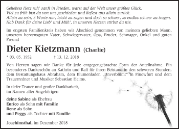 Traueranzeige von Dieter Kietzmann von Märkische Oderzeitung