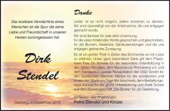 Traueranzeige von Dirk Stendel von Märkische Oderzeitung