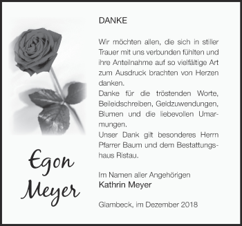 Traueranzeige von Egon Meyer von Märkische Oderzeitung