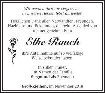 Traueranzeige von Elke Rauch von Märkische Oderzeitung