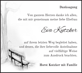 Traueranzeige von Eva Kutzker von Märkische Oderzeitung