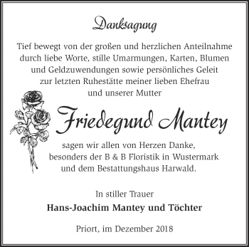 Traueranzeige von Friedegund Mantay von Märkische Oderzeitung