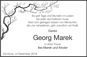 Traueranzeige von Georg Marek von Märkische Oderzeitung