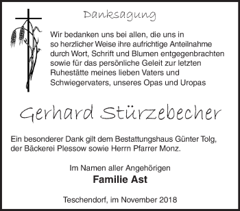 Traueranzeige von Gerhard Stürzebecher von Märkische Oderzeitung