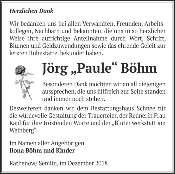 Traueranzeige von Jörg Böhm von Märkische Oderzeitung