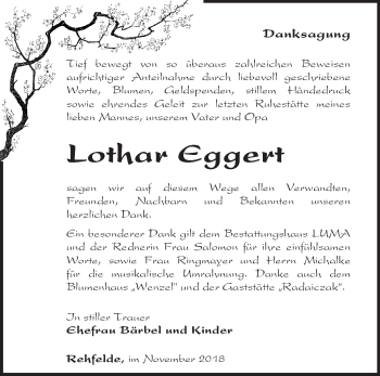 Traueranzeige von Lothar Eggert von Märkische Oderzeitung