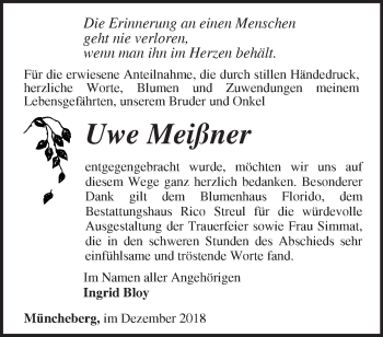 Traueranzeige von Uwe Meißner von Märkische Oderzeitung